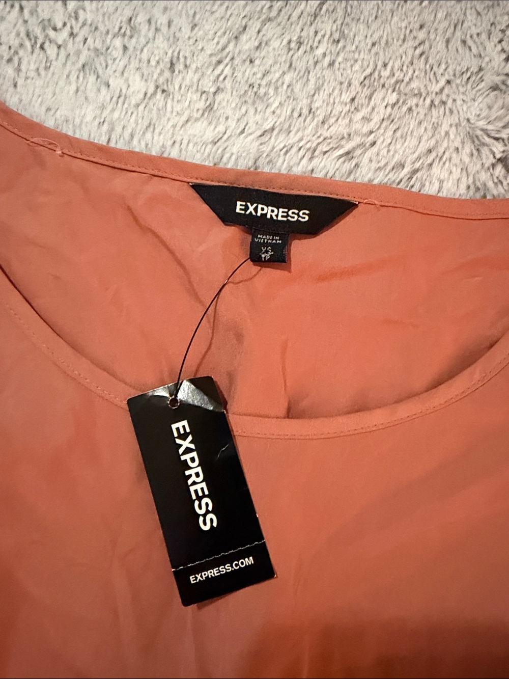Express Rust Drawstring Flutter Sleeve Tunic Top - Picture 2 of 3